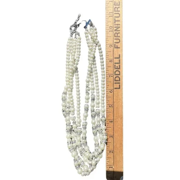 Vintage Faux Pearl Statement Necklace Chunky Beaded Bridal Necklace Mother Bride - Picture 10 of 12